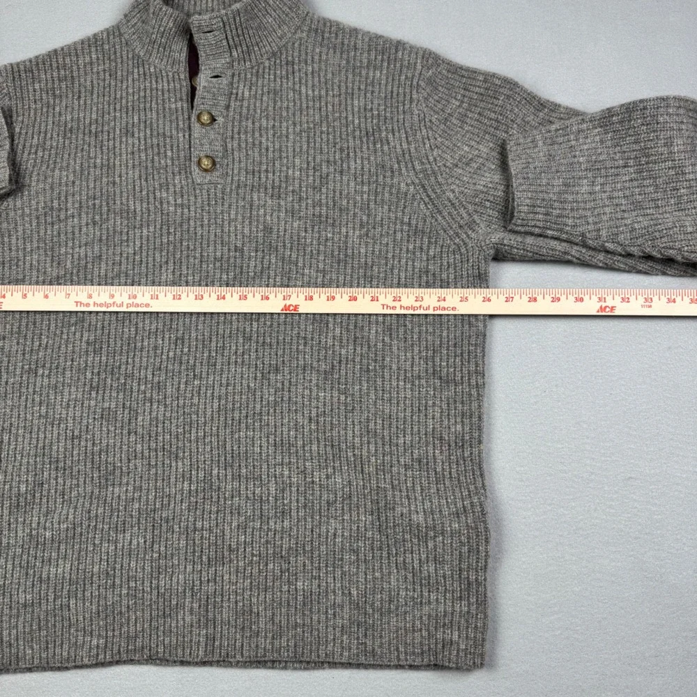 Woolrich Mens Gray 100% Wool Ribbed Knit Henley Sweater Mock Neck XXL 9020 - Picture 8 of 10